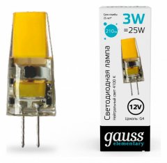 Лампа cветодиодная Gauss G4 3W 4100K прозрачная 18723